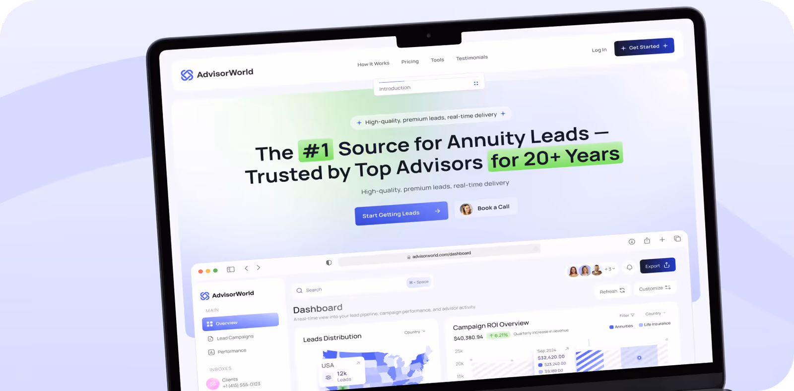 AdvisorWorld product screens